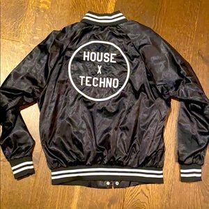 House x Techno black bomber jacket